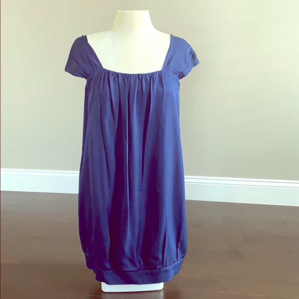 Chaiken navy banded bubble hem dress